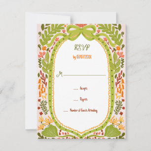 Unieke Whimsical Bloemrijke Grappige Doodle Hand G RSVP Kaartje