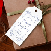 Unieke Whimsical Blue & White Winter Kerstmis Cadeaulabel