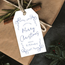 Unieke Whimsical Blue & White Winter Kerstmis Cadeaulabel