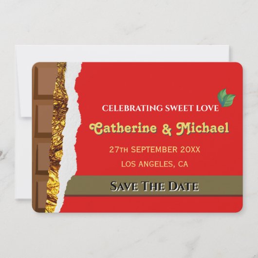 Unieke Whimsical Brown Chocolate Funny Save The Date (Voorkant)