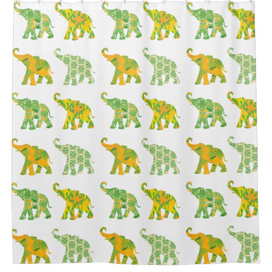 Unieke whimsical Elephant Pattern Graphic Douchegordijn (Voorkant)