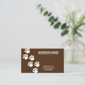 Unieke White & Brown Paw Print Steps Dog Walker Visitekaartje (Staand voorkant)