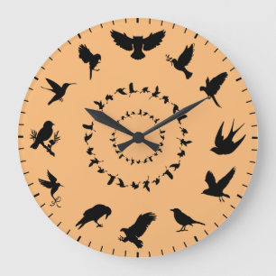 Unieke Wilde Vogel Zwarte Silhouetten Thema Grote Klok