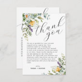 Unieke Wildflower bruiloft dank u kaart (Voorkant / Achterkant)