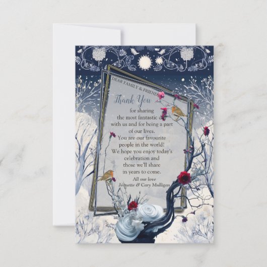 Unieke winter Ikabana Feestelijk Dank u RSVP Kaartje (Voorkant)