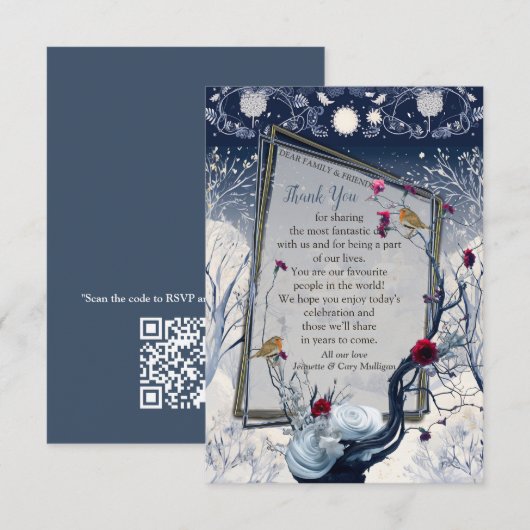 Unieke winter Ikabana Feestelijk Dank u RSVP Kaartje (Voorkant / Achterkant)
