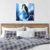 Unieke winterkingfisher op bevroren bubbels canvas afdruk (Insitu (Slaapkamer))