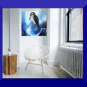 Unieke winterkingfisher op bevroren bubbels canvas afdruk