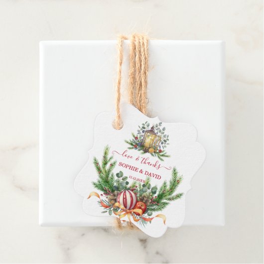 Unieke wintervakantie dennenappels kerstballen bedankjes labels (In situ)