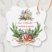 Unieke wintervakantie dennenappels kerstballen bedankjes labels (Achterkant)