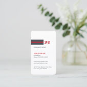 Unieke Wit Rood Blauw Monogram Consultant Visitekaartje (Staand voorkant)