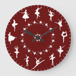 Unieke witte ballerina silhouetten thema grote klok