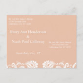 Unieke witte damast en  rood Save the Date Aankondigingskaart (Achterkant)