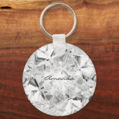 Unieke witte diamant aangepaste naam modern sleutelhanger (Achterkant)