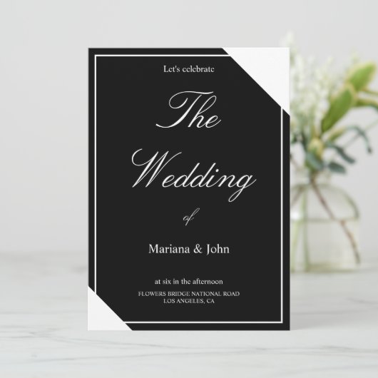 Unieke Witte en Zwarte Formele Eenvoudige Chic bru Kaart (Staand voorkant)