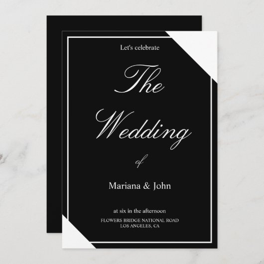 Unieke Witte en Zwarte Formele Eenvoudige Chic bru Kaart (Voorkant / Achterkant)