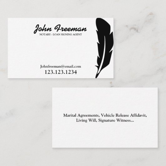 Unieke witte en zwarte Noterende Ondertekenaar van Visitekaartje (Voorkant / Achterkant)