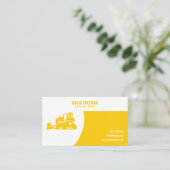 Unieke Witte & Gele Bouw Bulldozer Visitekaartje (Staand voorkant)