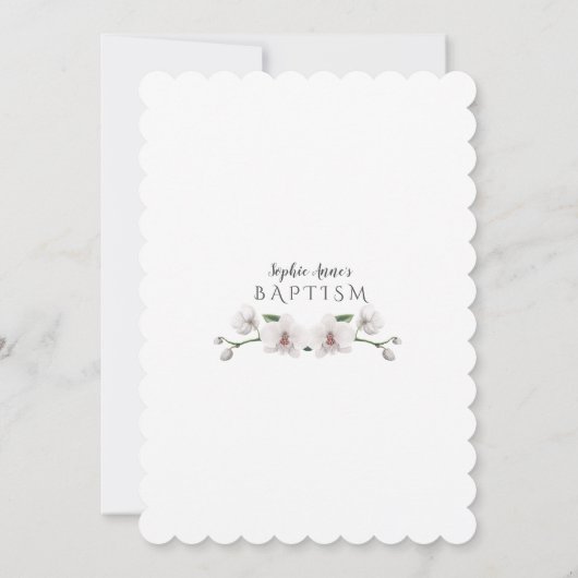Unieke witte orchidee bloemen gouden meisje doop kaart (Achterkant)