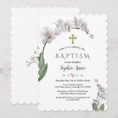 Unieke witte orchidee bloemen gouden meisje doop kaart (Voorkant / Achterkant)