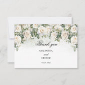 Unieke Witte Rozen Bloementuin groen bruiloft Bedankkaart (Voorkant)