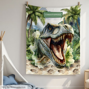 Unieke Woedende T-Rex Deken Gepersonaliseerde Naam