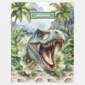 Unieke Woedende T-Rex Deken Gepersonaliseerde Naam (Voorkant)