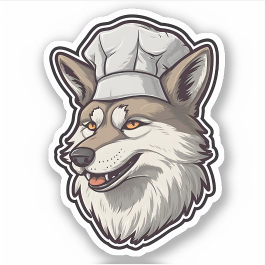 Unieke Wolf Chef Schattig Diergrafisch Sticker (Voorkant)