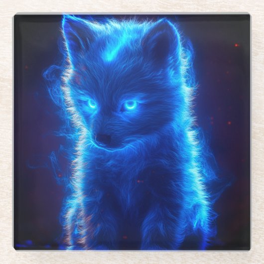 Unieke Wolf Pup Onderzetter (Voorkant)