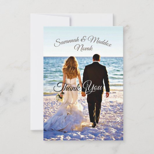 Unieke Wooden Arbor Beach Flower Weddenschap Bedankkaart (Voorkant)