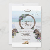 Unieke Wooden Arbor Beach Flowers Weddenschap Kaart (Voorkant)