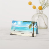 Unieke Wooden Arbor Beach Flowers Weddenschap Plaatskaartje (Voorkant)