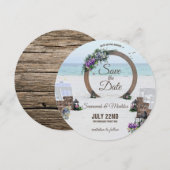 Unieke Wooden Arbor Beach Flowers Weddenschap Save The Date (Voorkant / Achterkant)