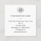 Unieke Zakelijke Logo Professionele Foto Minimal Vierkante Visitekaartje (Achterkant)