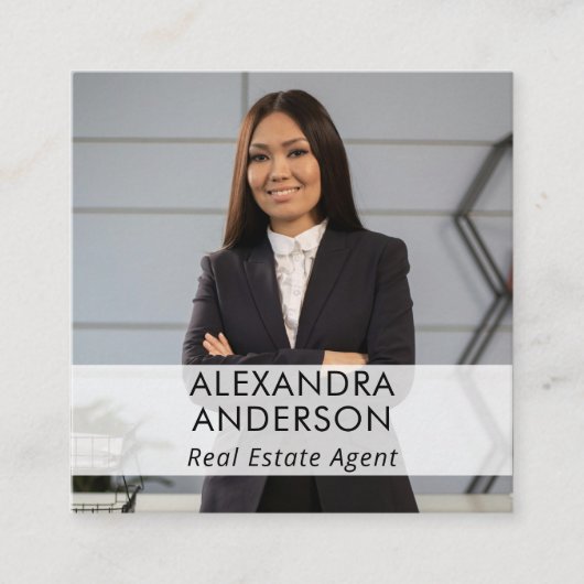 Unieke Zakelijke Logo Professionele Foto Minimal Vierkante Visitekaartje (Voorkant)