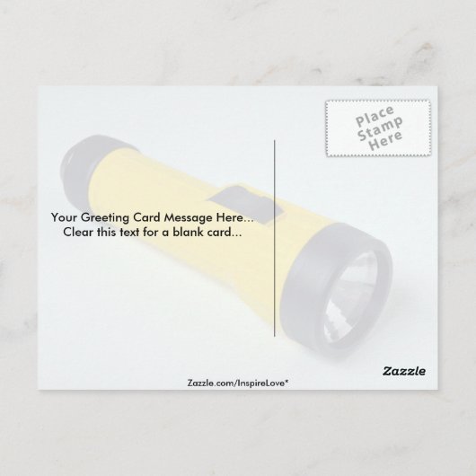 Unieke zaklamp briefkaart (Achterkant)