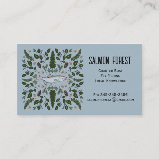 Unieke zalmvis Vist Natuur PNW botanisch Visitekaartje (Achterkant)