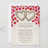 Unieke Zandharten Roos Petal Beach Theme Wedding Kaart (Voorkant)