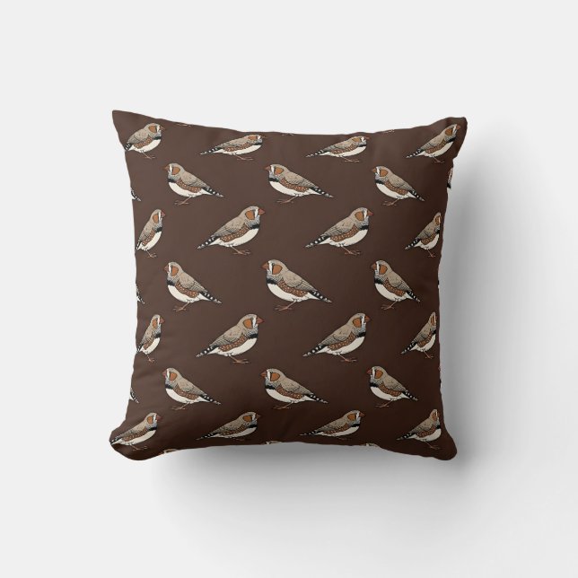 Unieke Zebra Finch Boho Kussen (Voorkant)