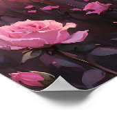 Unieke Zebra in Roze Rozen Veldschilderij Poster (Hoek)