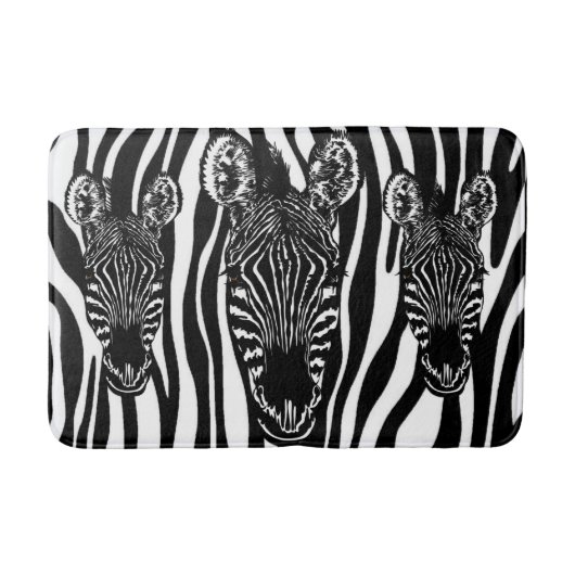 Unieke zebra kop op zebraprint badmat (Voorkant)