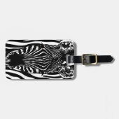 Unieke zebra kop op zebraprint bagagelabel (Voorkant horizontaal)