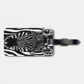 Unieke zebra kop op zebraprint bagagelabel (Achterkant horizontaal)