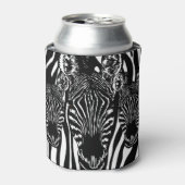 Unieke zebra kop op zebraprint blikjeskoeler (Blikje Voorkant)