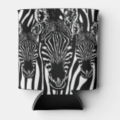 Unieke zebra kop op zebraprint blikjeskoeler (Voorkant)