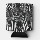 Unieke zebra kop op zebraprint blikjeskoeler (Achterkant)