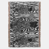 Unieke zebra kop op zebraprint deken (Voorkant Verticaal)