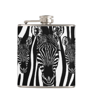 Unieke zebra kop op zebraprint heupfles