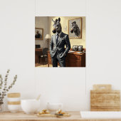 Unieke Zebra met een pak in kamer schilderen Poster (Keuken)