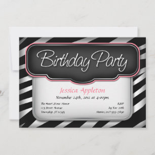 Unieke Zebra Print Pink Birthday Invitations Kaart